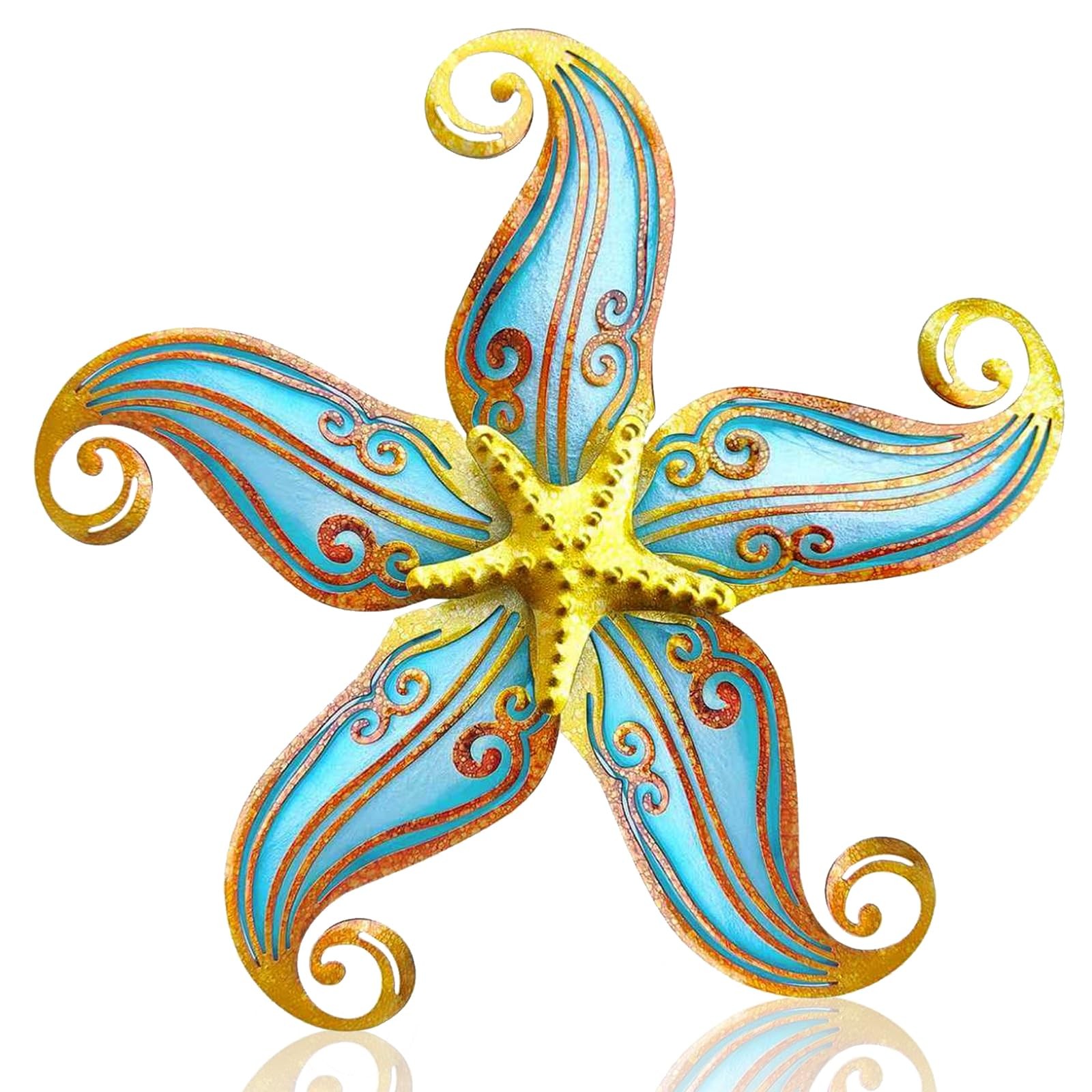Metal Starfish Wall Decor, Sea Life Coastal Decorations 12 inch Starfish Wall...