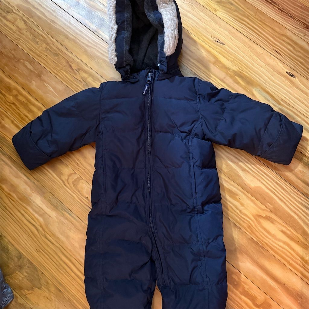 GAP Baby Snowsuit Navy Blue Hooded Down Unisex Winter 6-12 m preppy ski outdoor