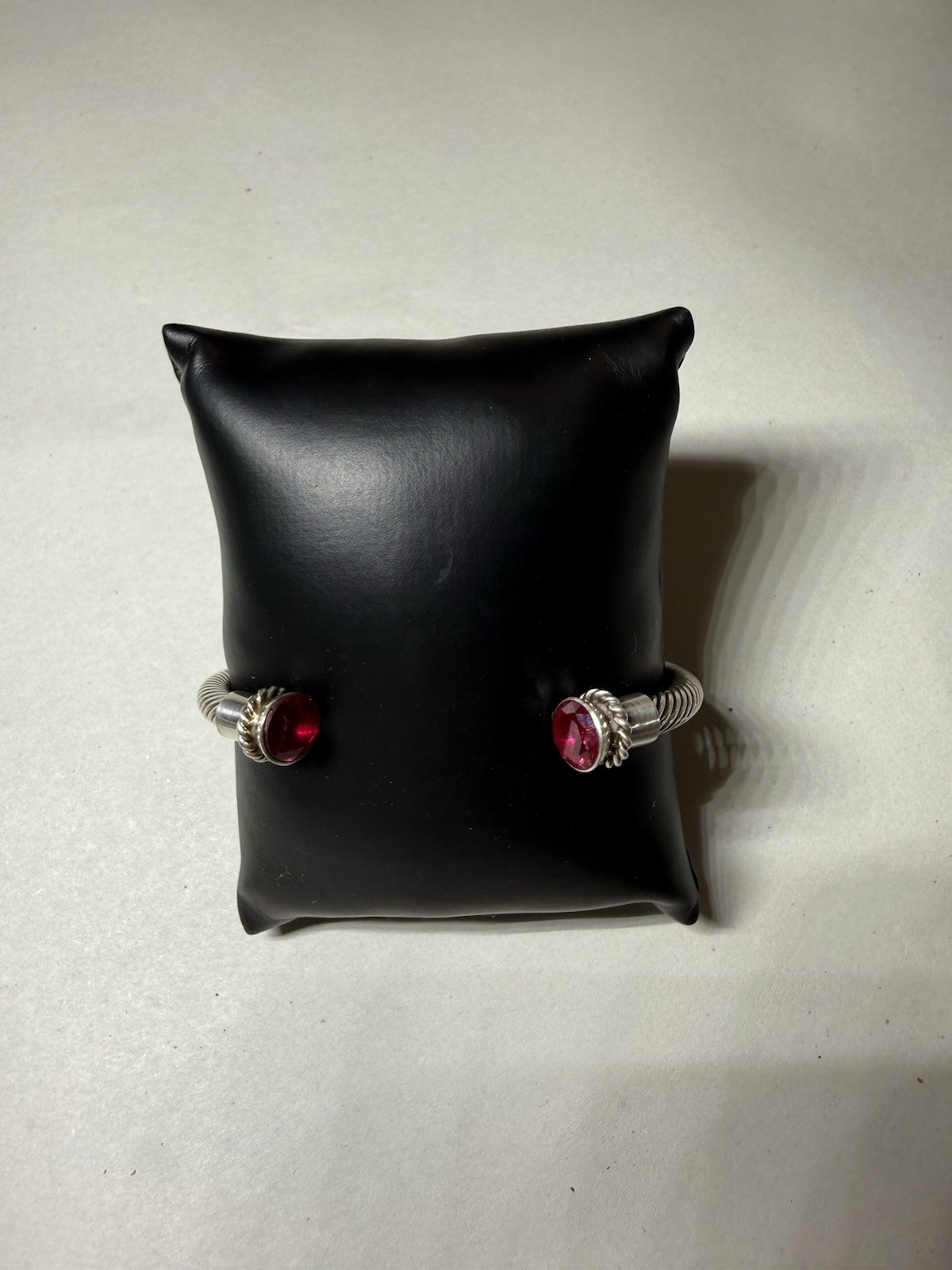 Artisan crafted gemstone cable cuff Sterling Silver