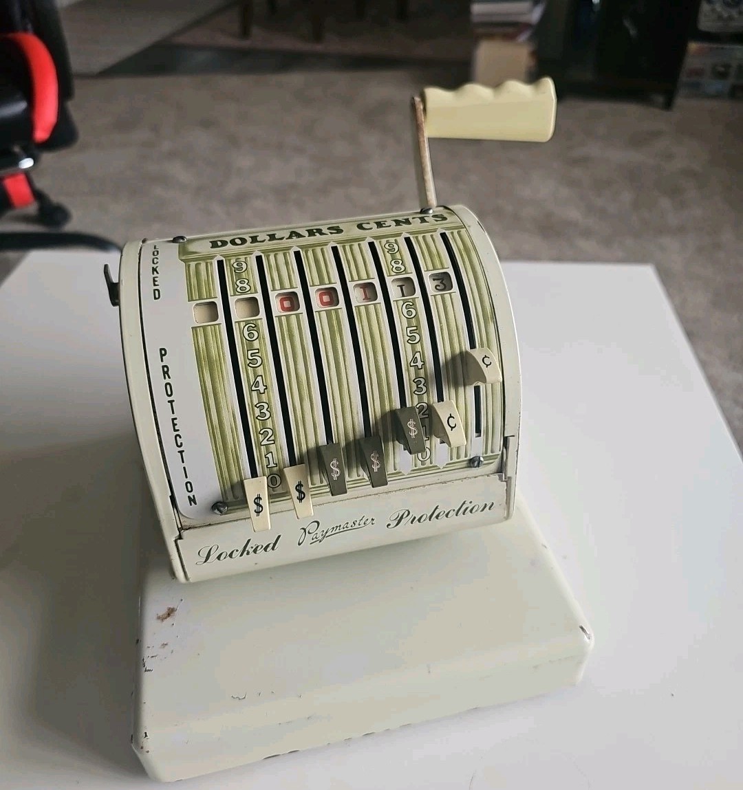 Vintage Paymaster Check Writer Business Office Scratches Rusted For Collectible