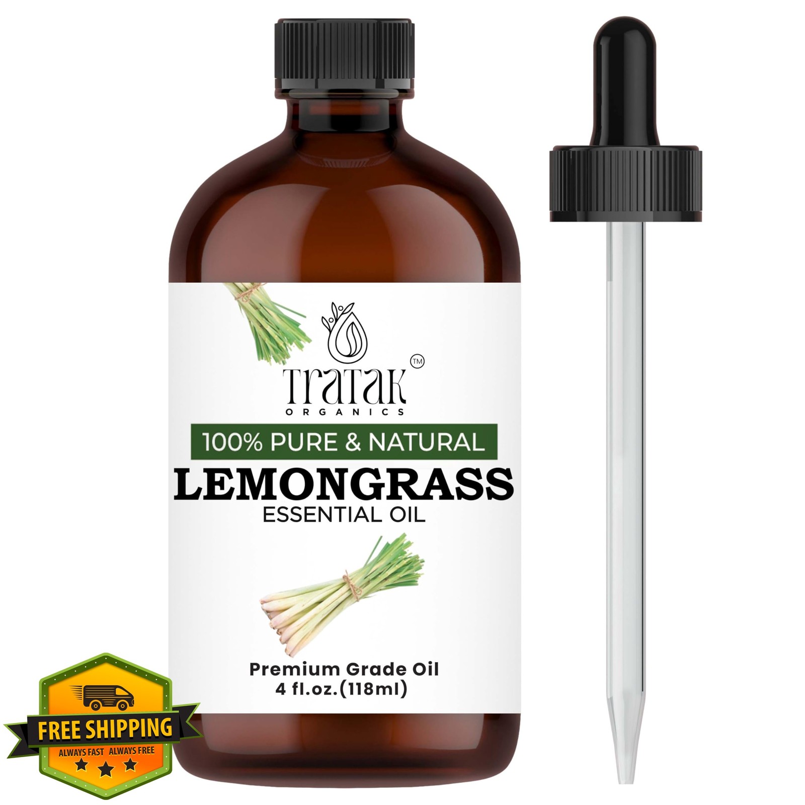 TRATAK Lemongrass Essential Oil 4oz Natural Diffuser Skin Hair Scalp