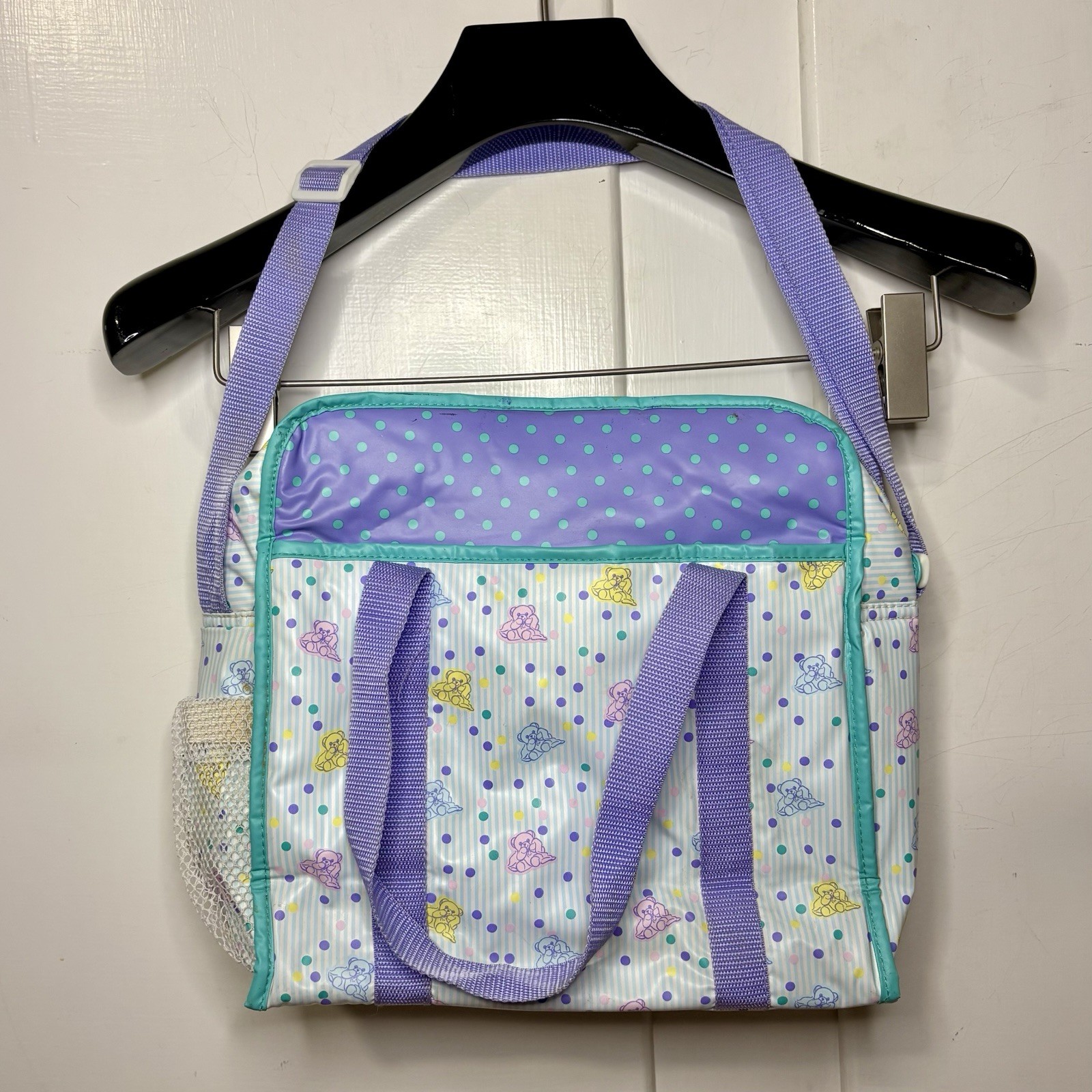 Vintage 90s Ross Isomil Similac Retro Polka Dot Striped Teddy Bear Diaper Bag