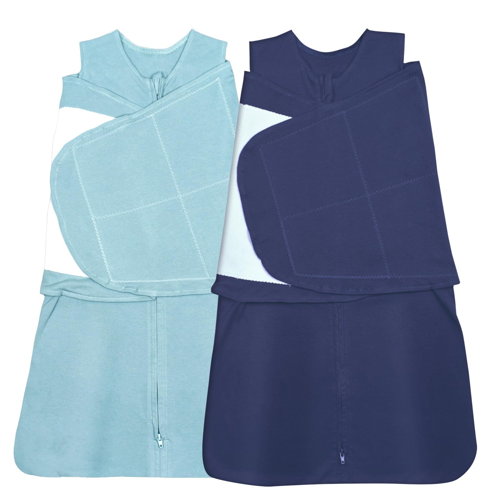 AugTwig Baby Sleep sack Swaddle,Swaddles Medium（3-6 Months）, Cyan&navy Blue 