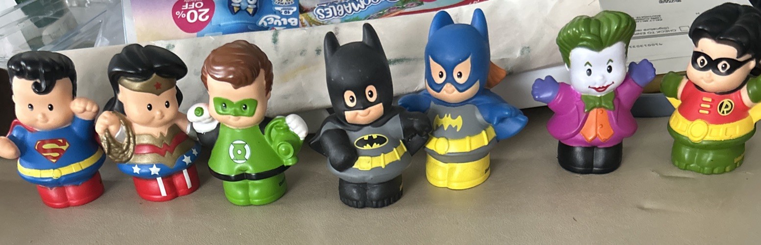 Lot Of 7 Fisher Price Little People Super Heroes DC Comics Superman Joker Batman