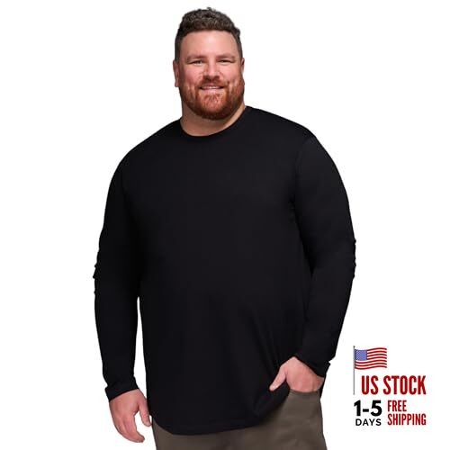  Men's Big and Tall Long Sleeve Shirts – Longer Length Long X-Large Black