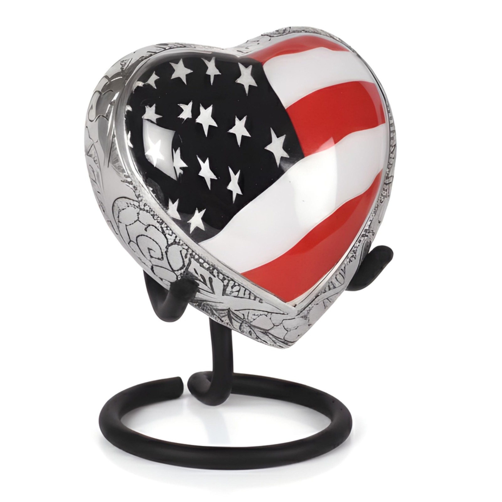 Small Heart Patriotic Cremation Urn, 3 Cu/in Mini Keepsake Urn for Human Ashe...