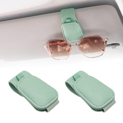  2 Packs Magnetic Sunglass Holder for Car Visor - Universal 2pcs Green