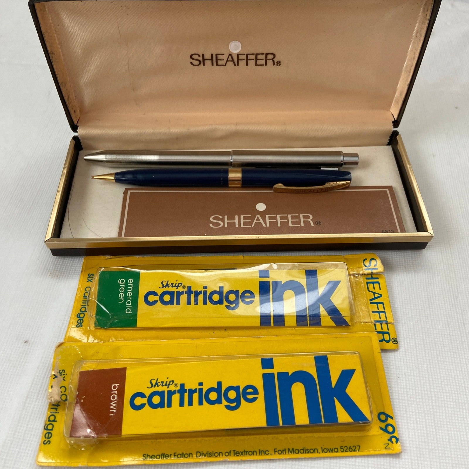 Vintage Sheaffer Pen and Pencil Set Ink Cartridges + Case