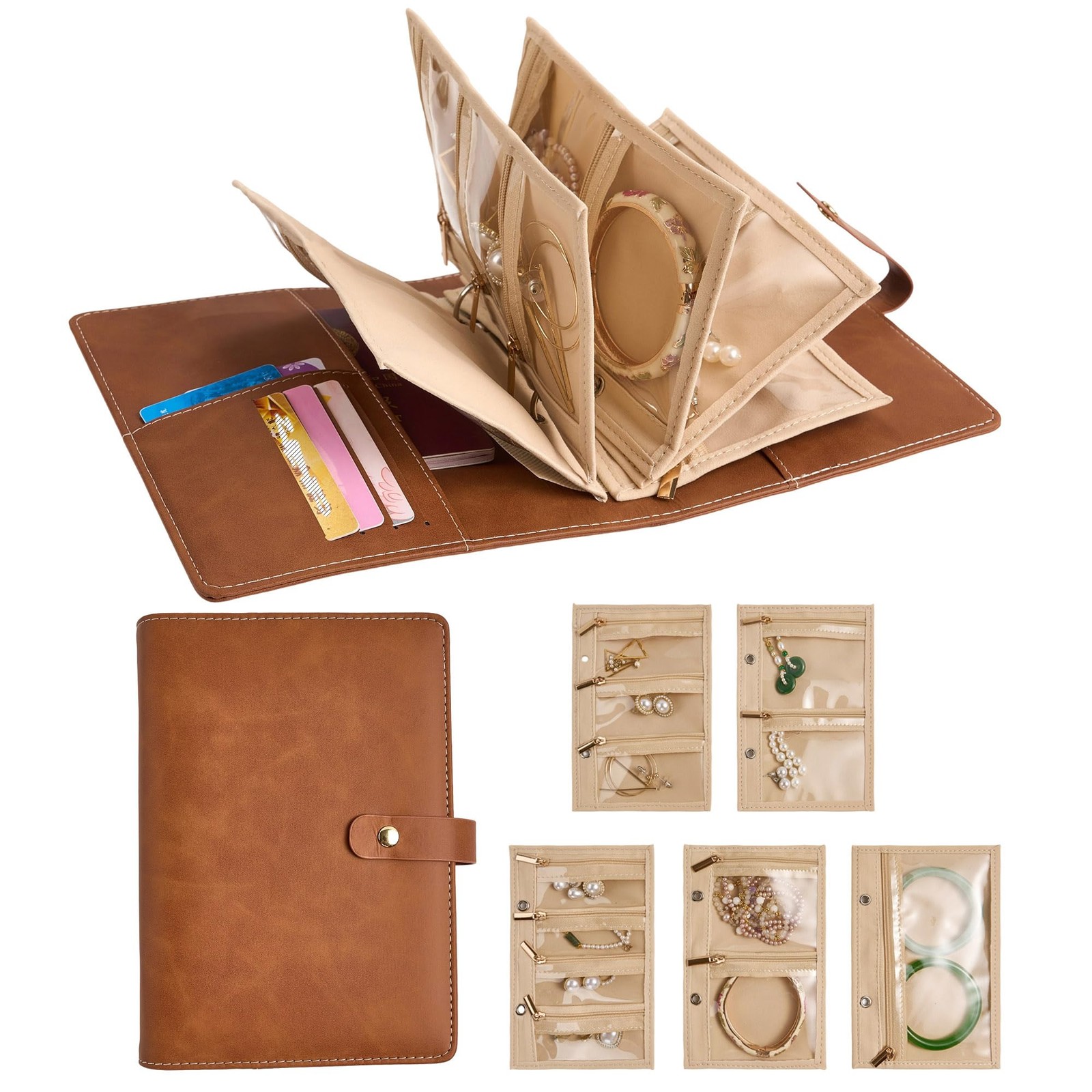 PU Leather Jewelry Binder Storage Case - Jewelry Boxes Travel Binder Organize...