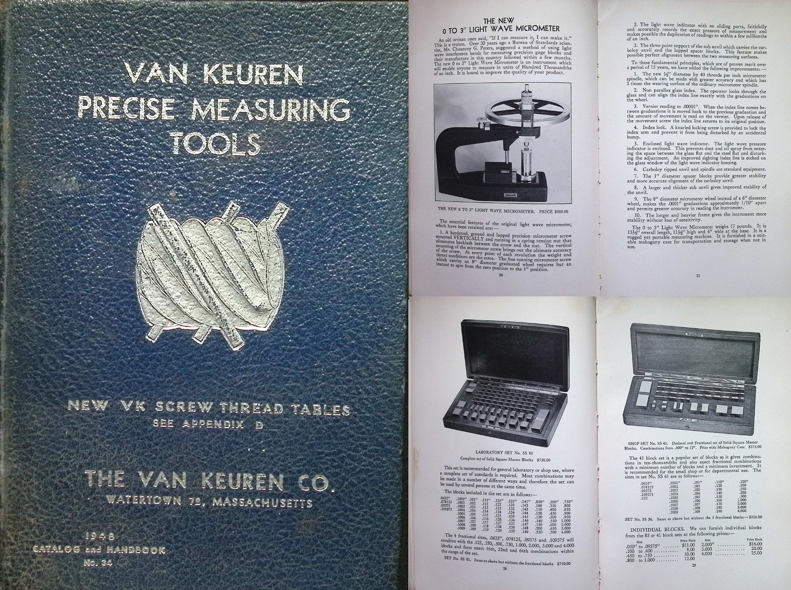 Orig. 1948 Van Keuren Co. Catalogue of Precision Measuring Tools -mjdtoolparts