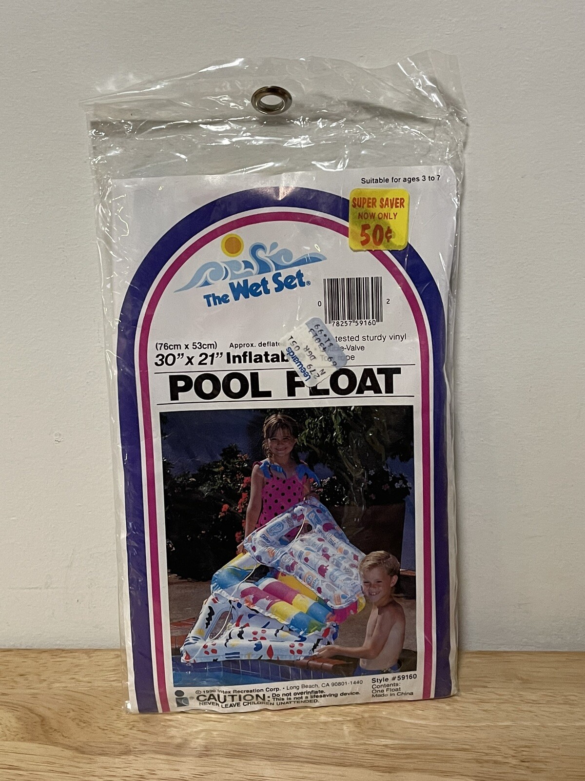 Vintage 1990 The Wet Set Inflatable Pool Float 30" x 21" #59160