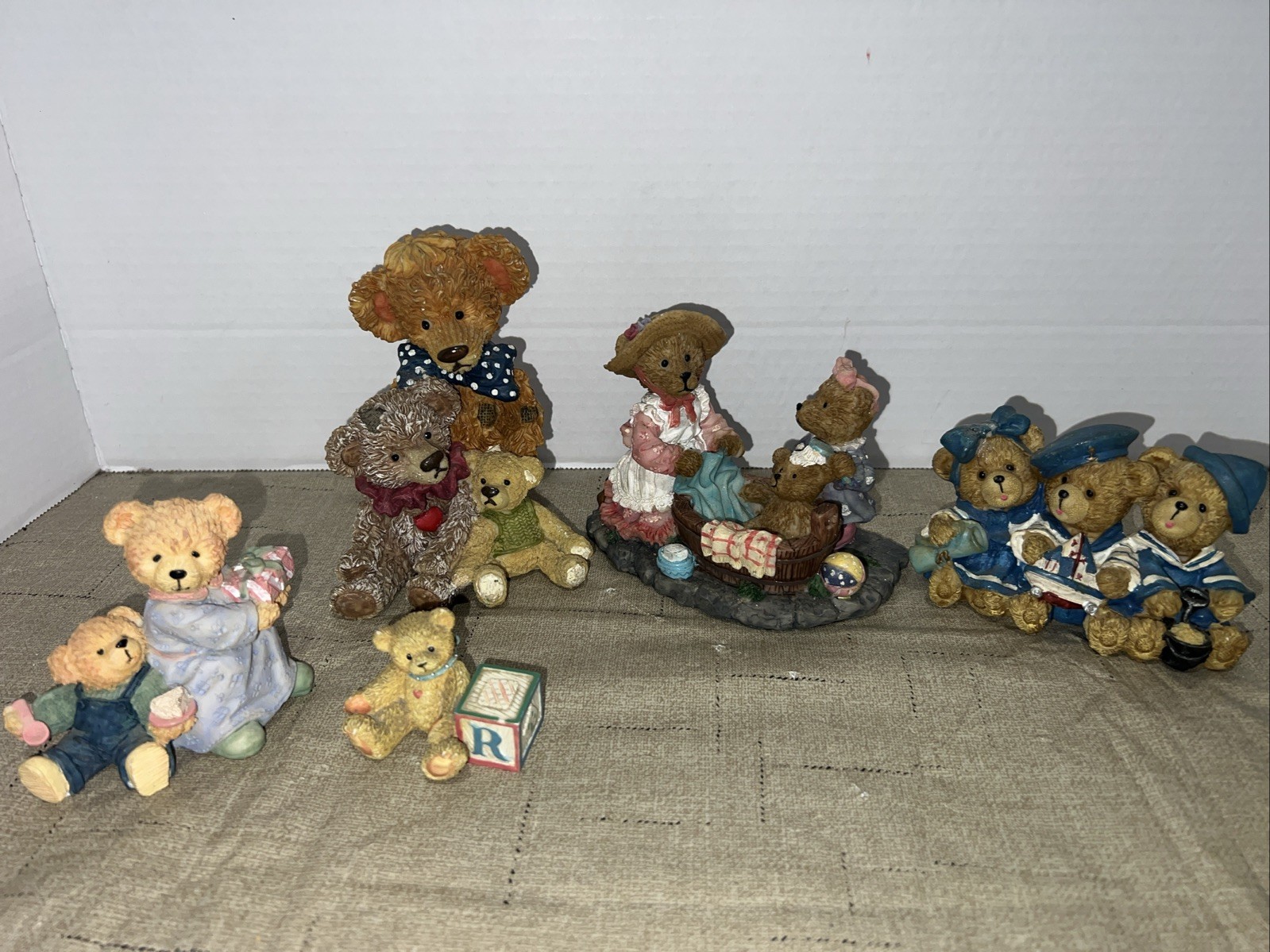VTG Teddy Bear Figurine Resin LOT BUNDLE family Theme Set Nautical Bath Rugged