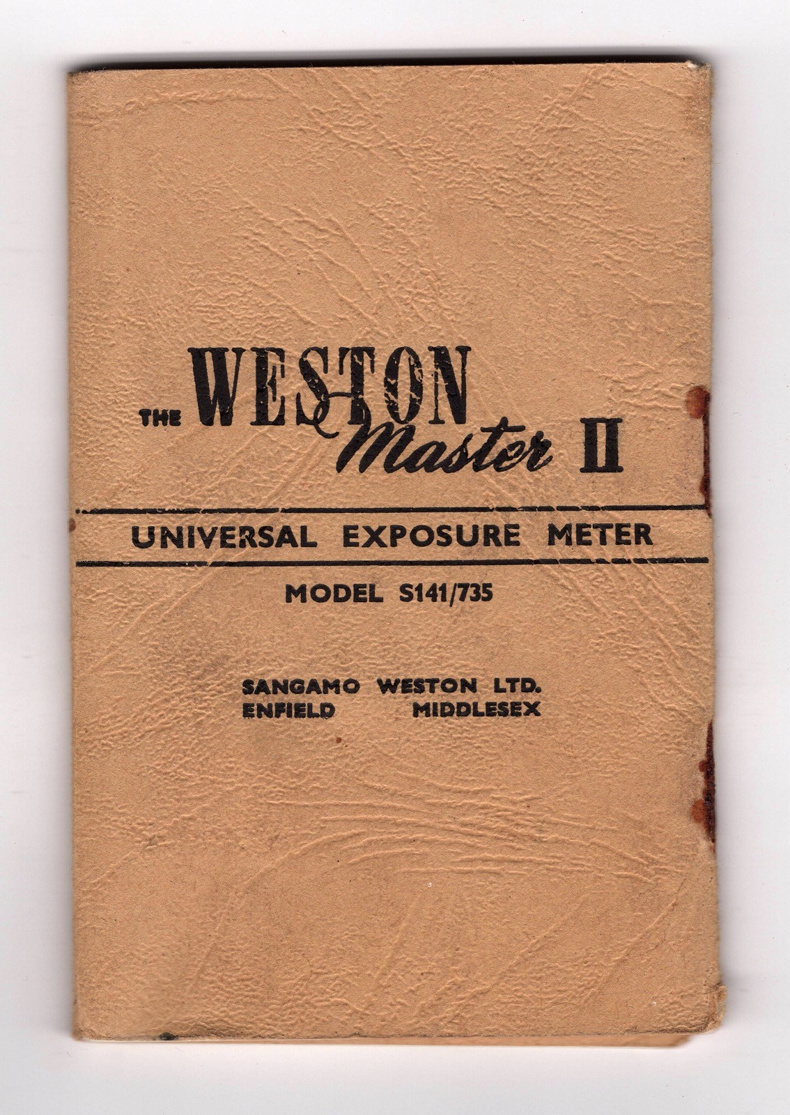 Photography Booklet. Weston Master II Exposure Meter Model S141/735 Sangamo UK