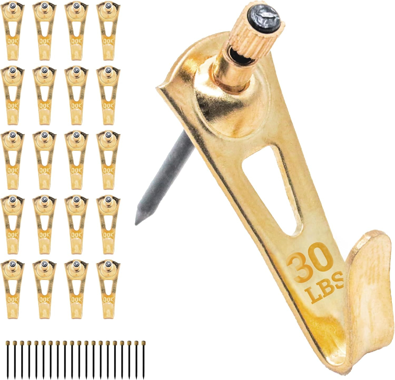 PHS - Professional Plaster Wall Picture Hangers 30 lbs - 25 Pack - Heavy Duty Pi