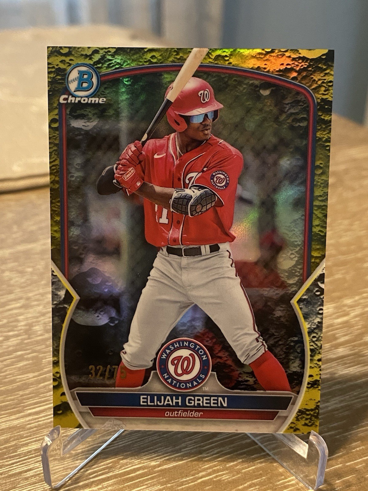 2023 Bowman Chrome Elijah Green Yellow Lunar Crater Refractor Prospect /75 BCP23