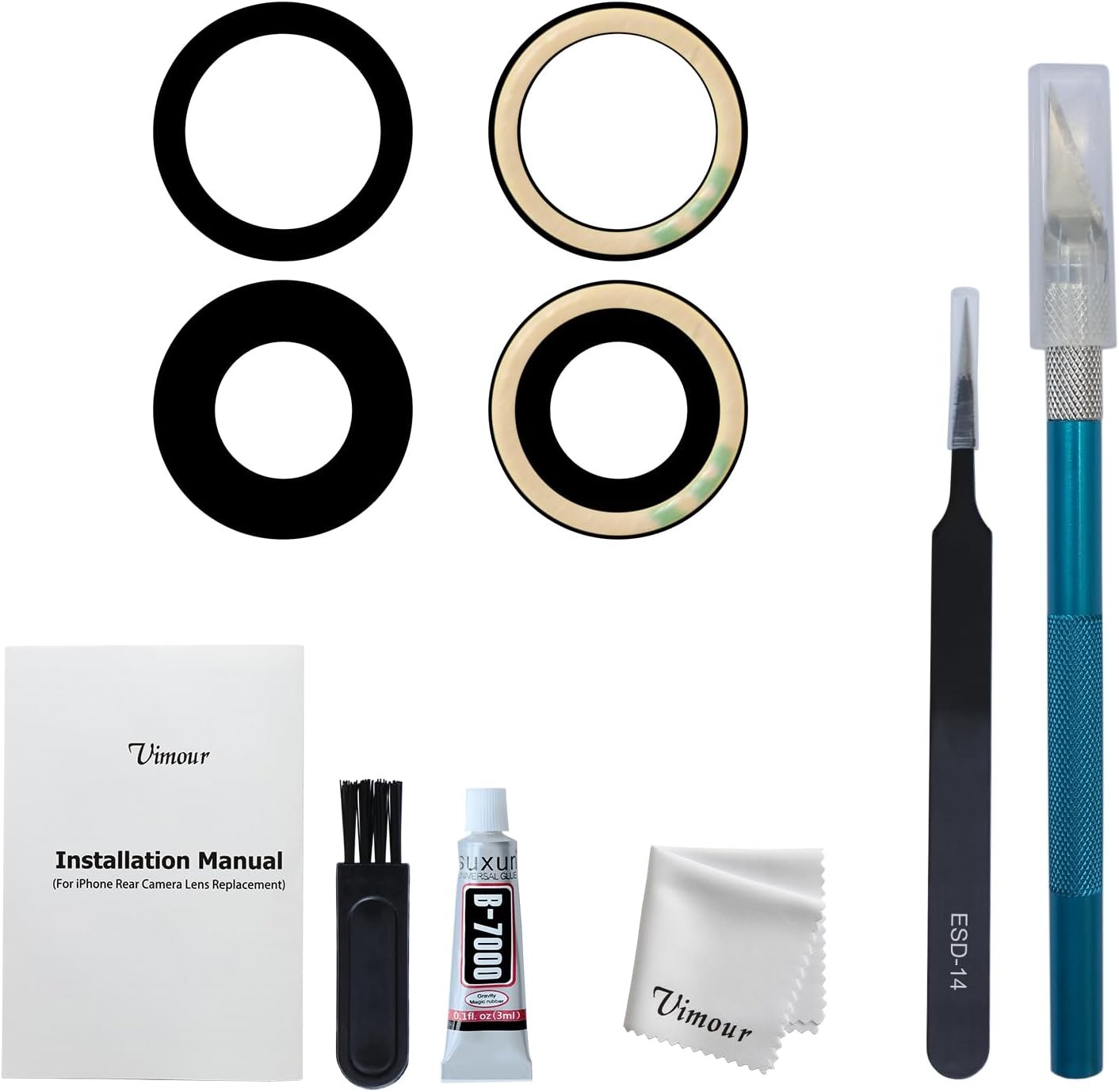 Rear Camera Lens Glass Replacement Kits for iPhone 16 16 Plus Pre Installed