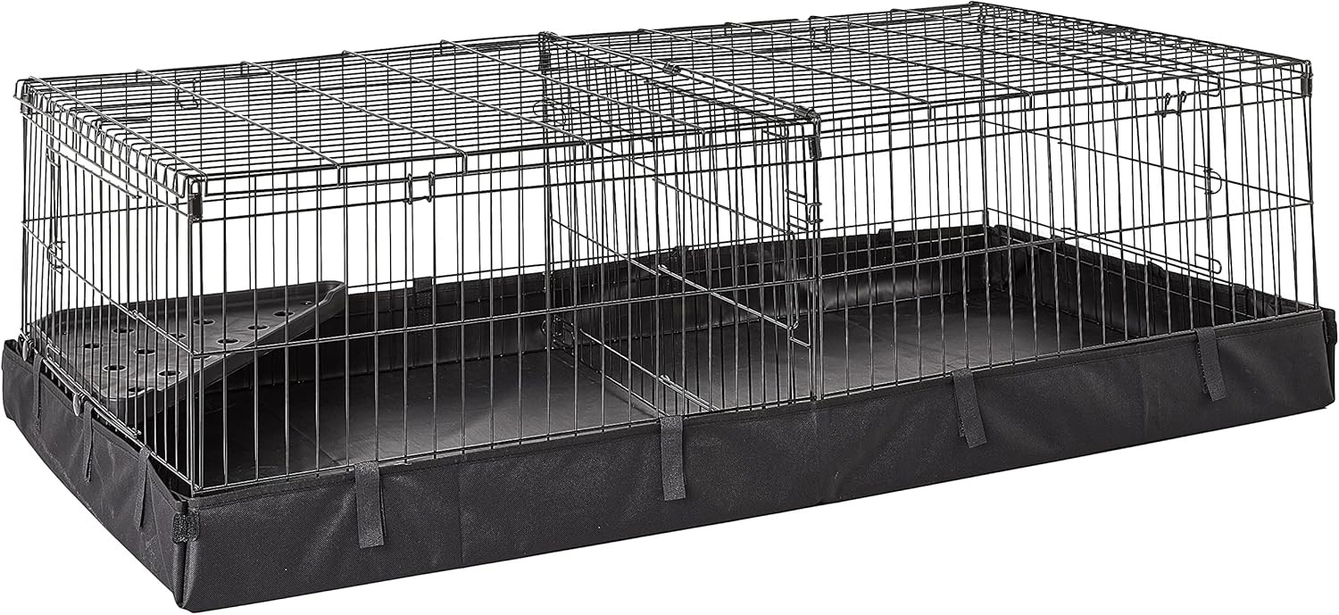 Leakproof Canvas Bottom Guinea Pig Cage Easy to Clean Small Animal Habitat Black
