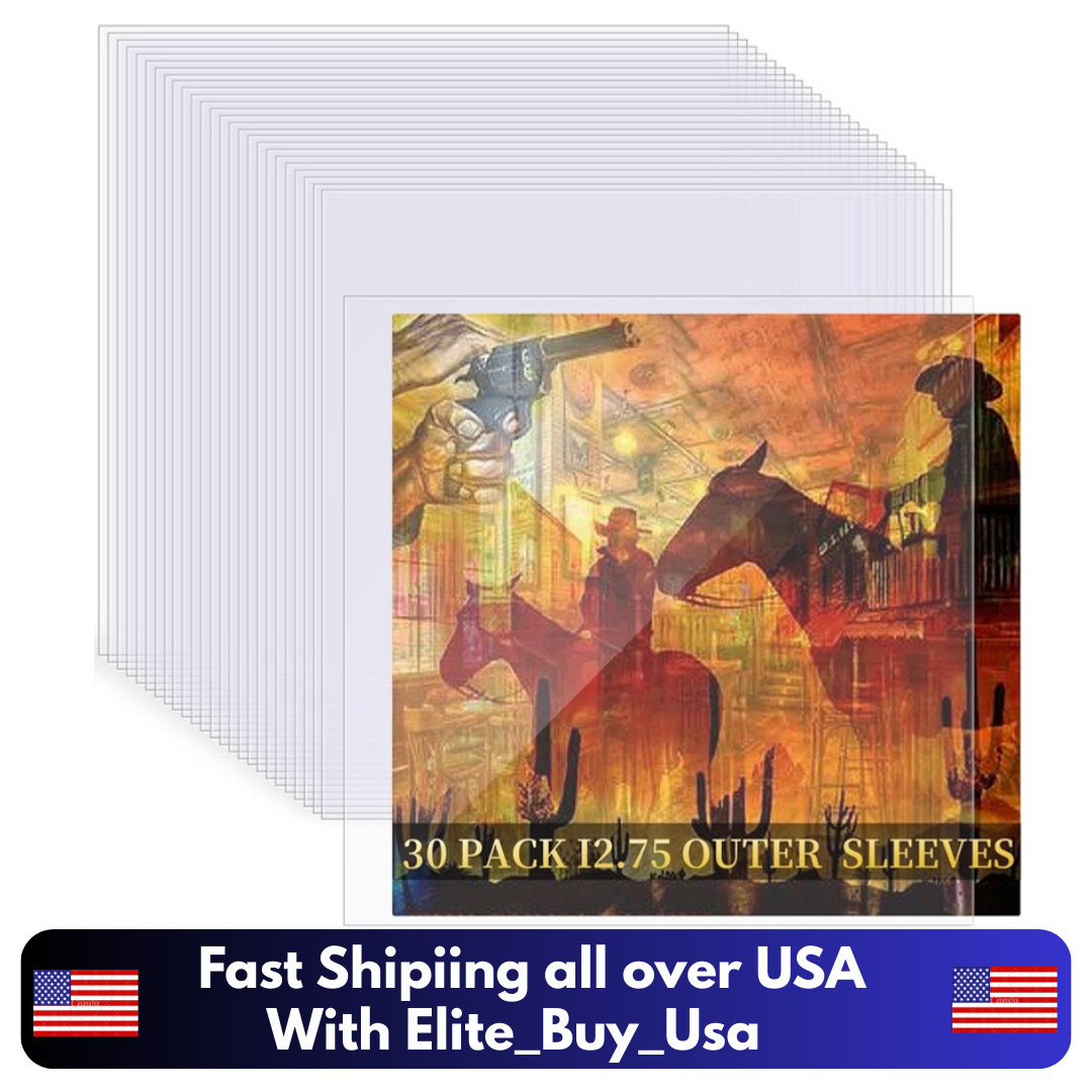30 Pack 4 Mil Thick Vinyl Sleeves, 12.75" X 12.75" Vinyl Record Sleeves Clear