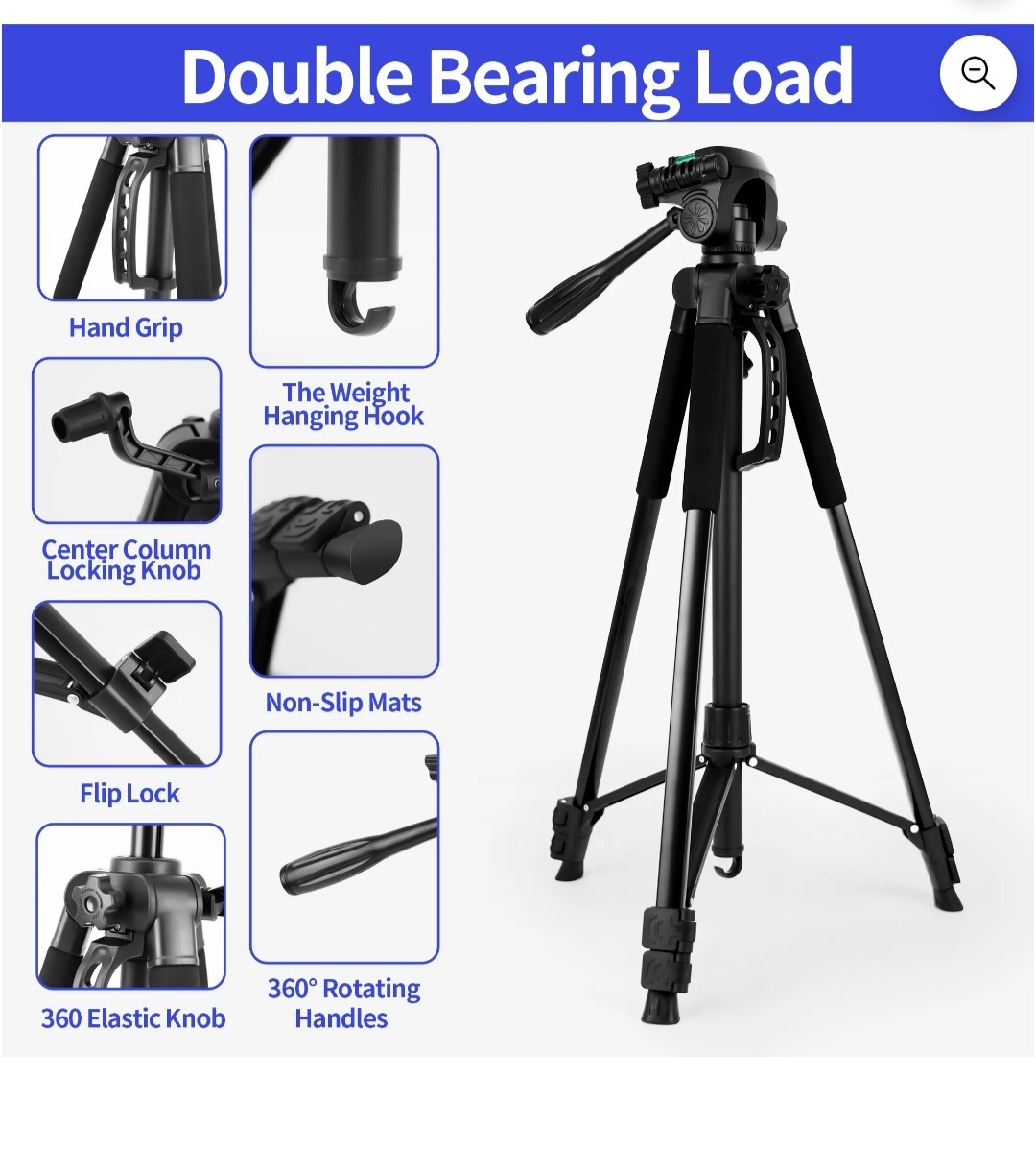 67” Camera Tripod with Travel Bag, Cell Phone Tripod with Bluetooth Remote an...