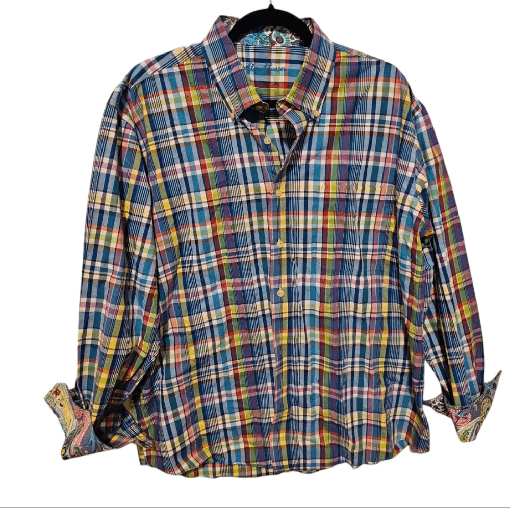 ALAN FLUSSER Long Sleeve Plaid Multicolor Button Up Shirt - Size XL