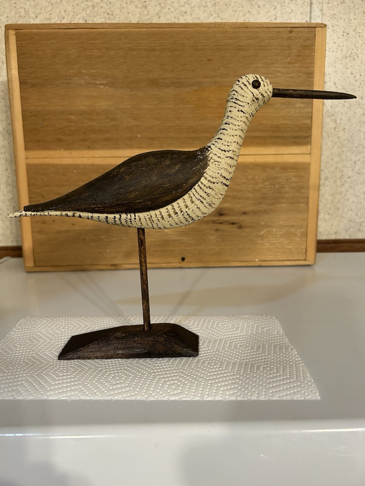 Hand Carved Antique Long Island Influence  Alert Yellowlegs Shorebird Decoy