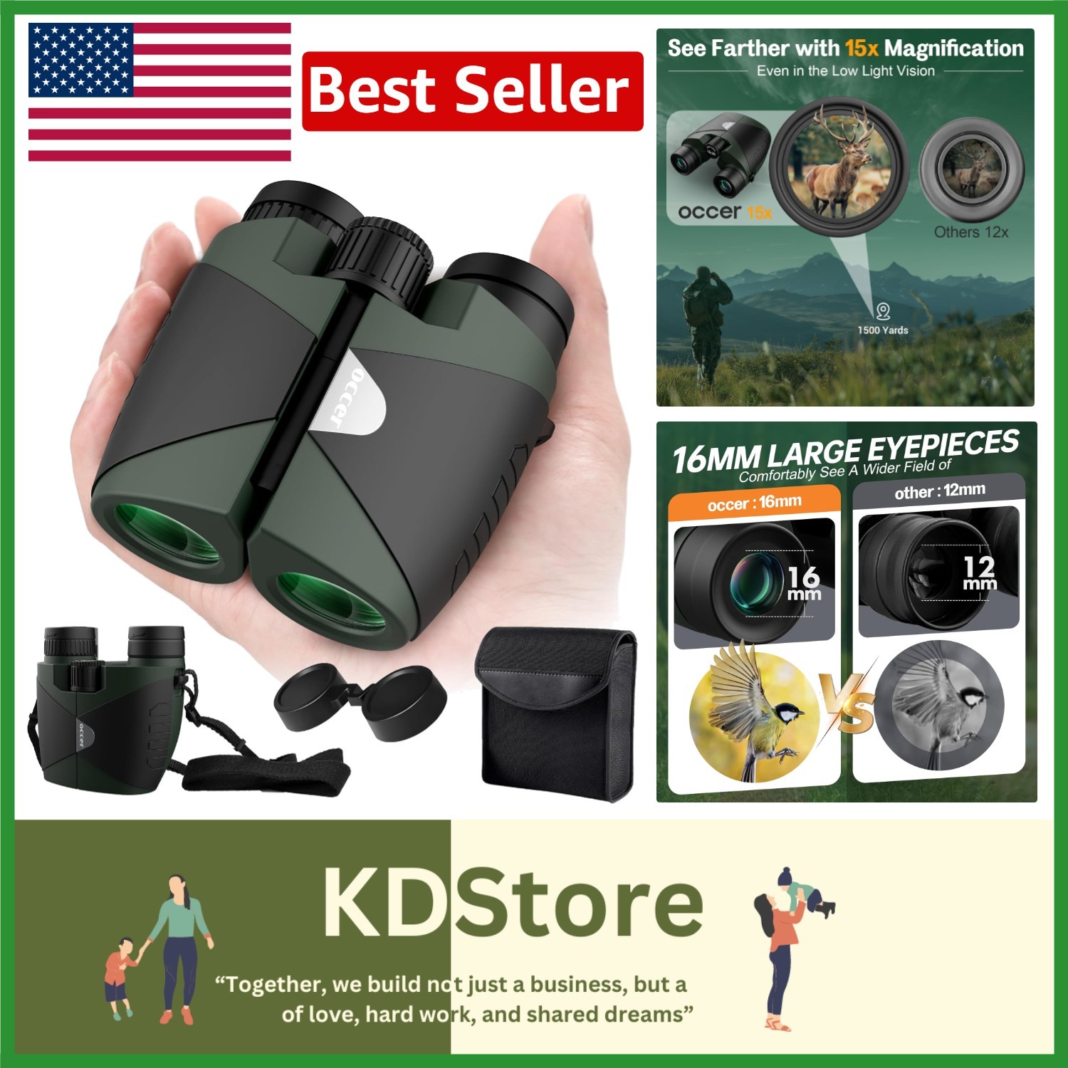 High-Powered 15x30 Binoculars for Adults & Kids - Perfect for Travel & Adventure