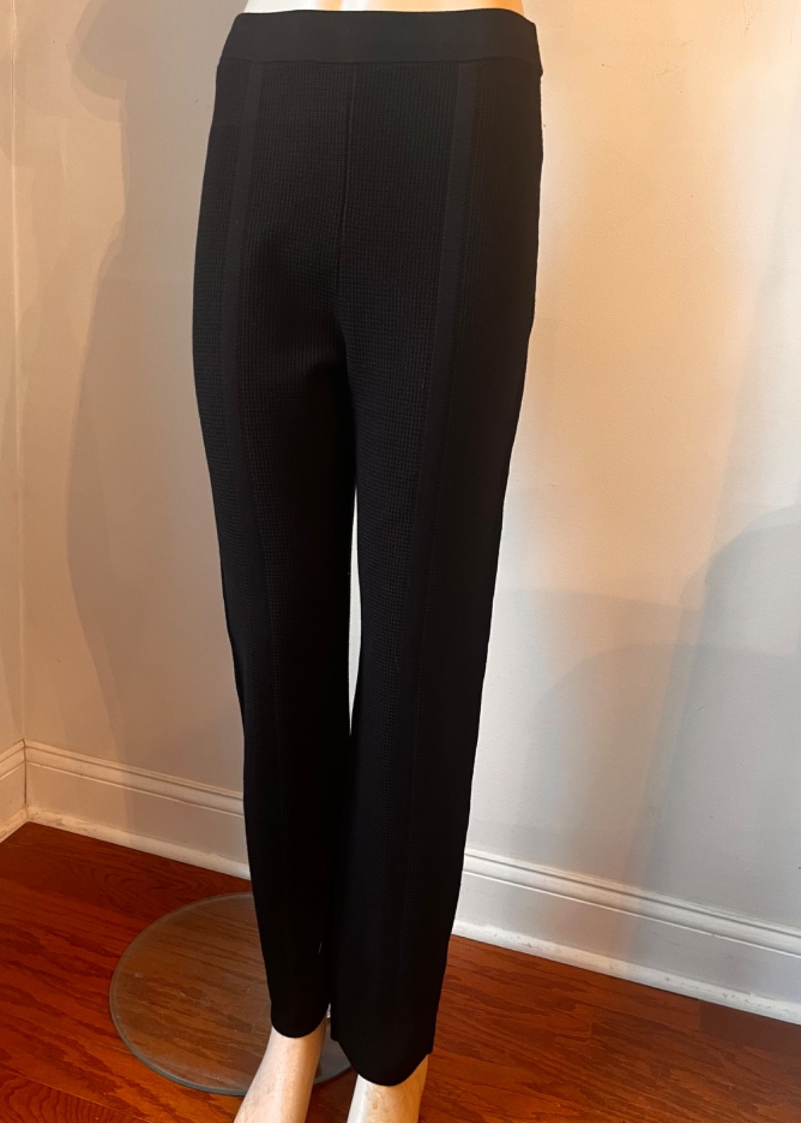 NWT St. John Collection Black Pique knit Pants women's size M fits 8/10