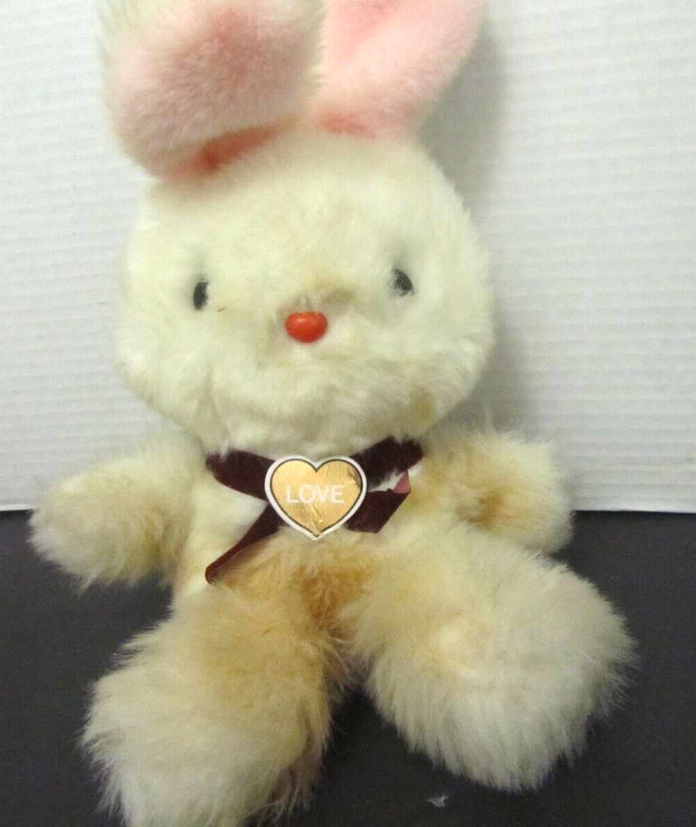 Vintage Iwaya Mumble Bunny Rabbit Plush Toy Fluffy Pet White 1983 non-working