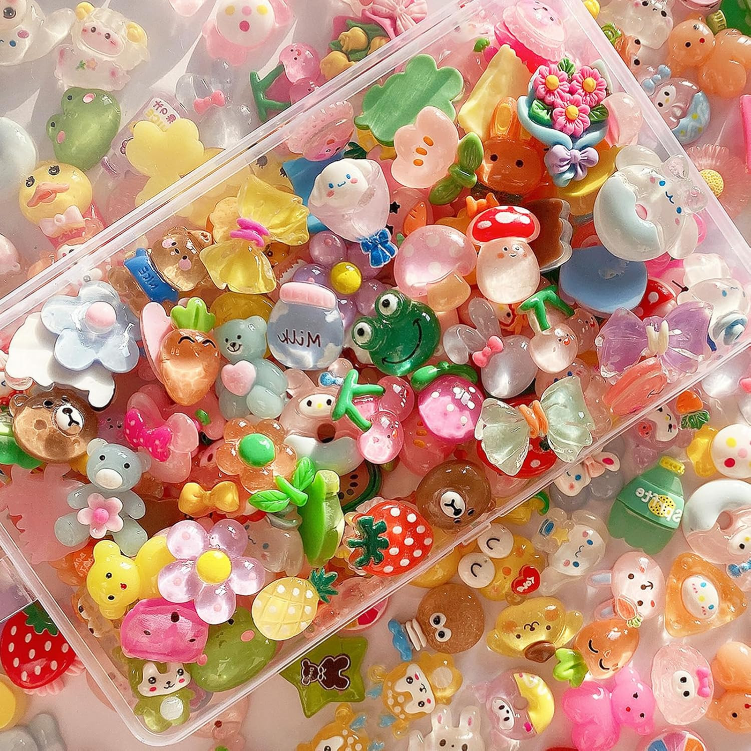 60Pcs Embellishments Cute Set, Flat Back Bulk Mixed Resin Ornament Scrapbooking 
