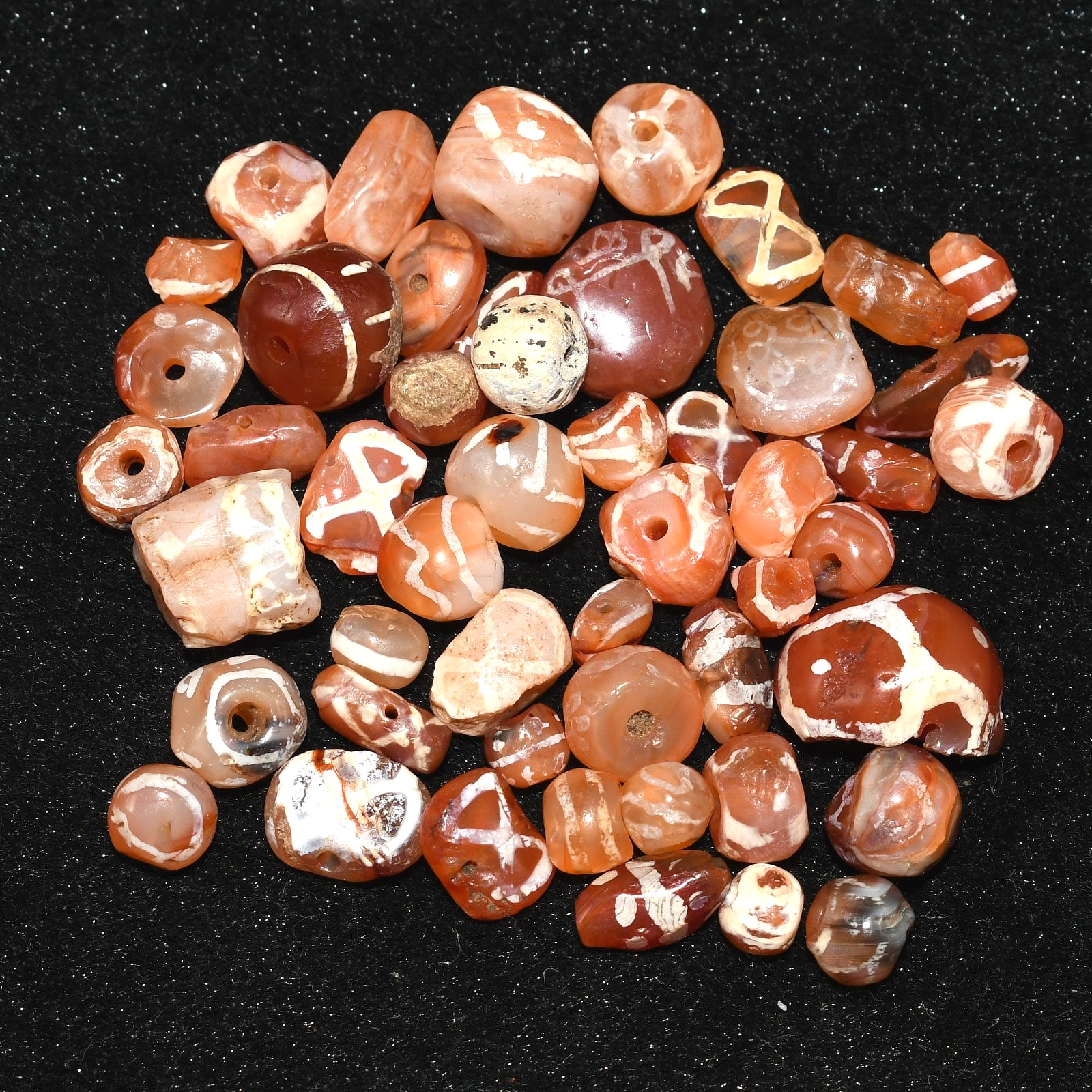 Big Lot Sale 40 Mix Ancient Near Eastern & Pyu Culture Etched Carnelian Beads