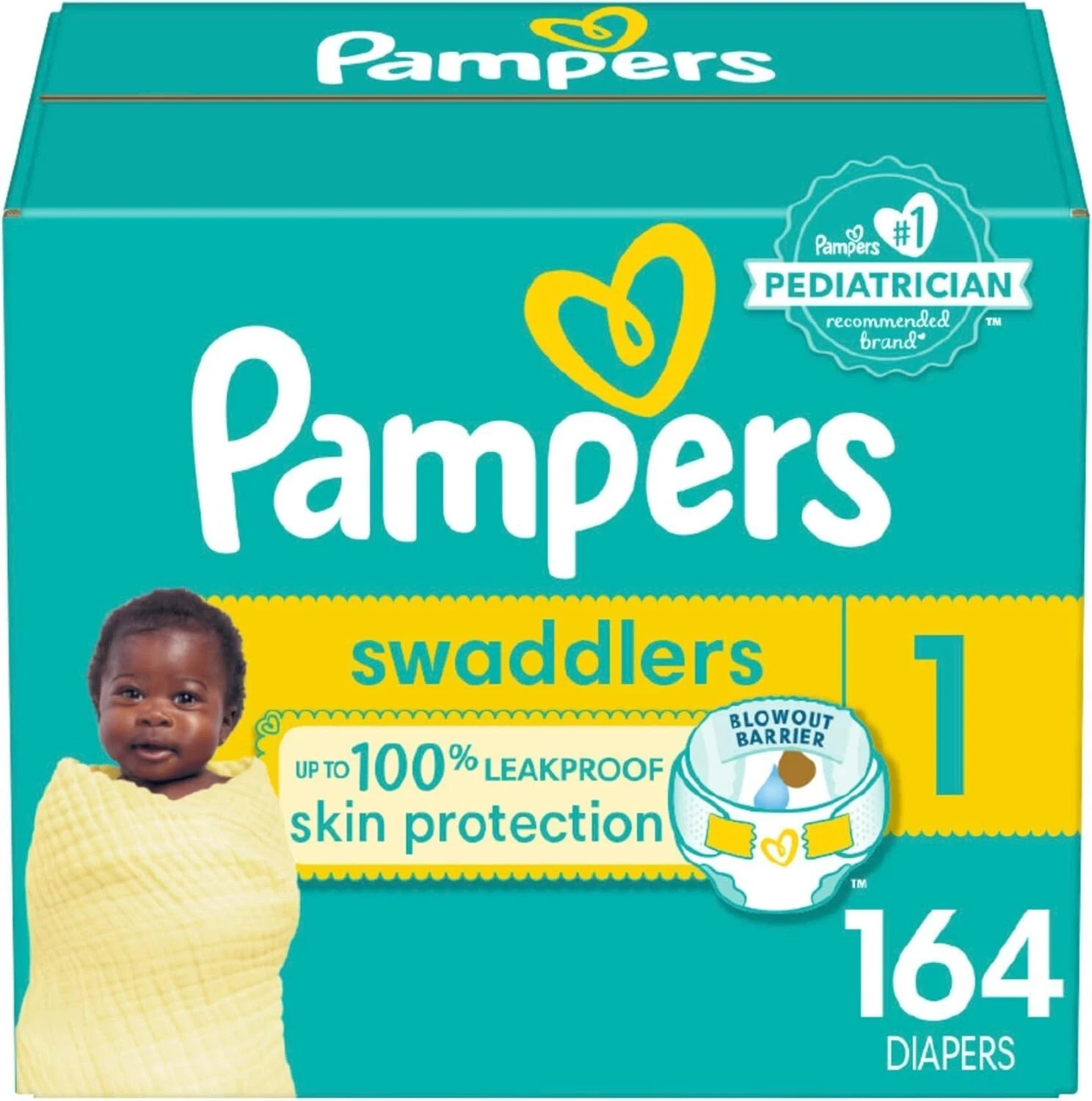 Pampers Swaddlers Disposable Baby Diapers Size 1 -*164 count*