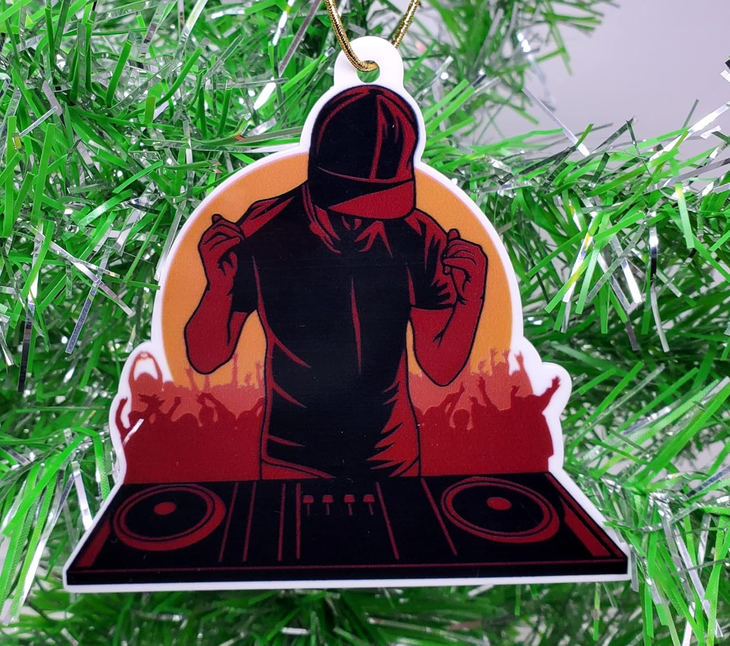 DJ Ornament Music Mixer Turntable Deejay Shock Jock Themed Christmas Tree 