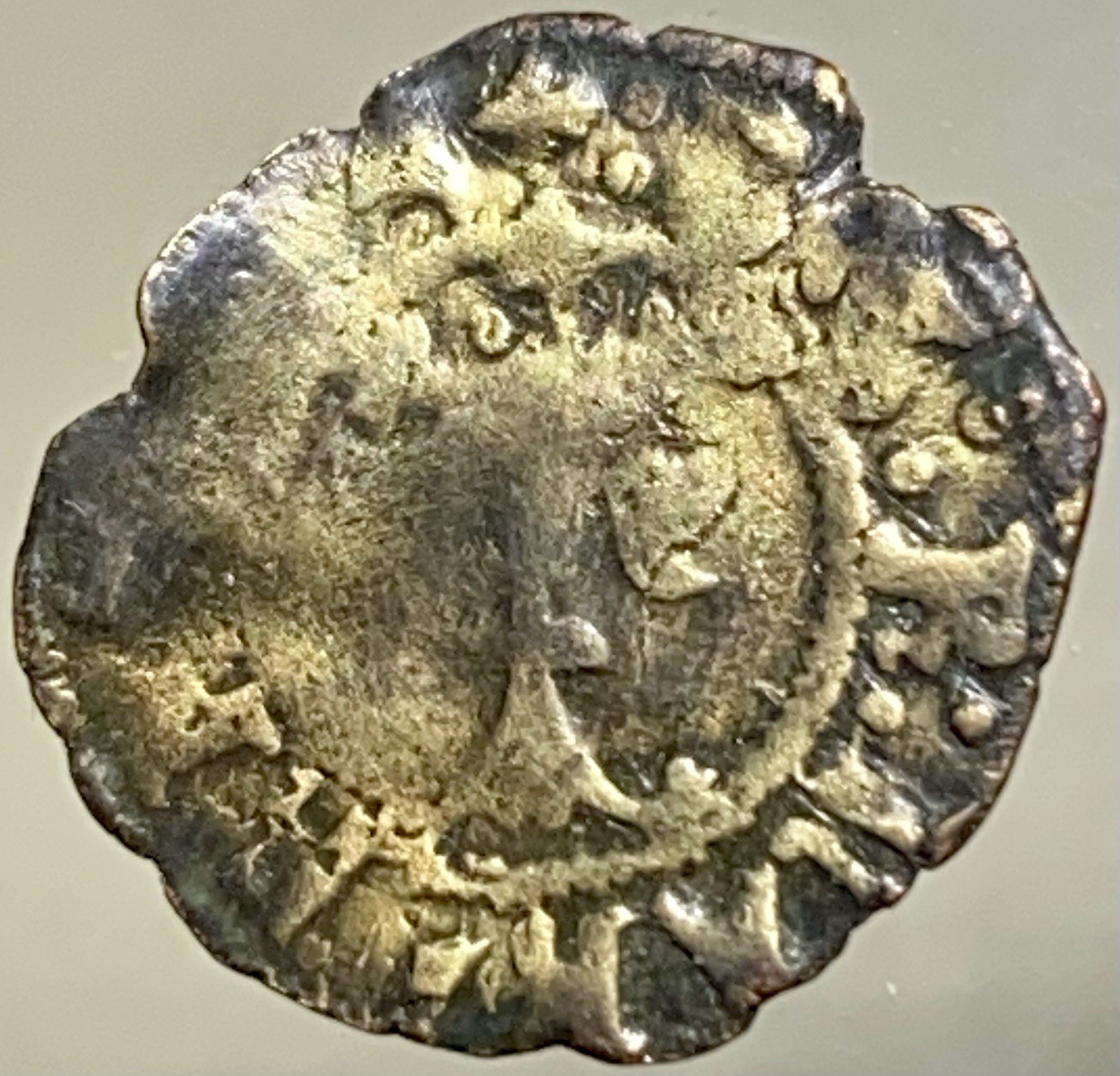 Medieval Coin King Ferdinand with Christian Cross 1497-1566 Blanca Genuine