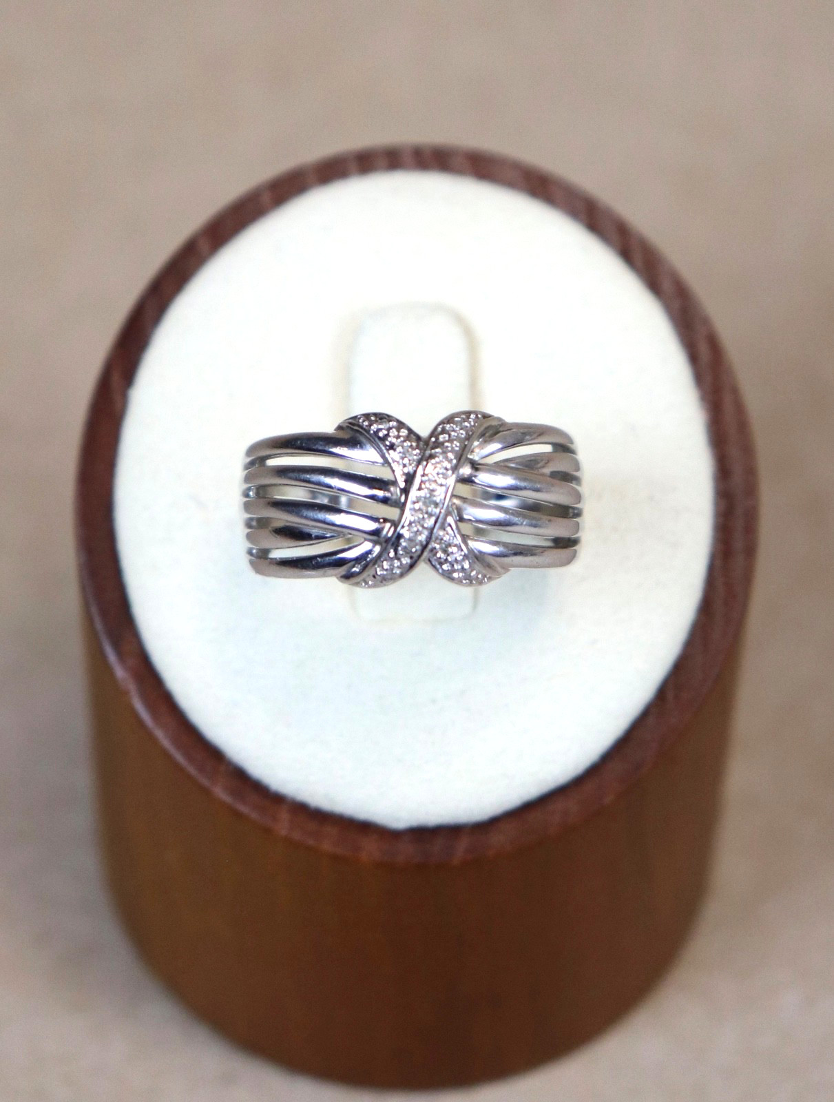 Vintage 925 Sterling Silver Criss Cross Braided X Ring Size 8 Signed KN
