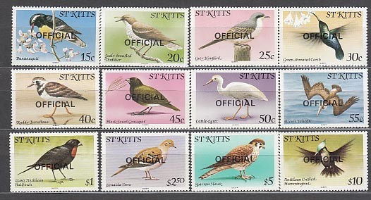 San Cristobal - Service Yvert 26/37 ** Mnh Birds Fauna