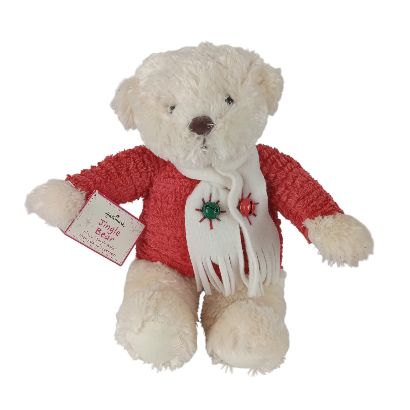 Hallmark JINGLE BEAR Plush Teddy Bear Plays Jingle Bells NWT MWT WORKS
