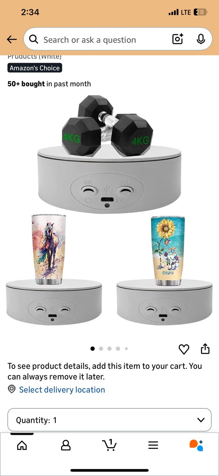 5.2 Inch 360° Rotating Display Stand Cup Display Turner for Tumblers Cups