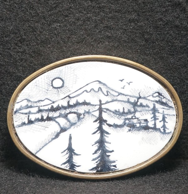 WH11102 AMAZING VINTAGE 1970s ***NATURE*** ARTWORK MENS SOLID BRASS BELT BUCKLE