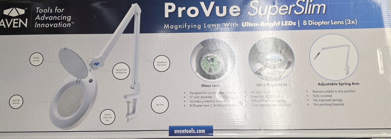 Aven ProVue SuperSlim LED Magnifier - White (26501-LED-8D)