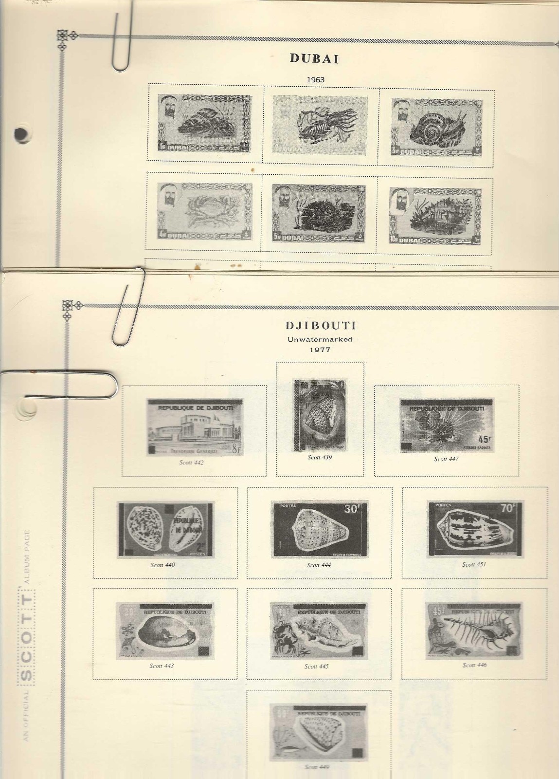 Scott International pages for DJIBOUTI and DUBAI...1977/80...20 Pages