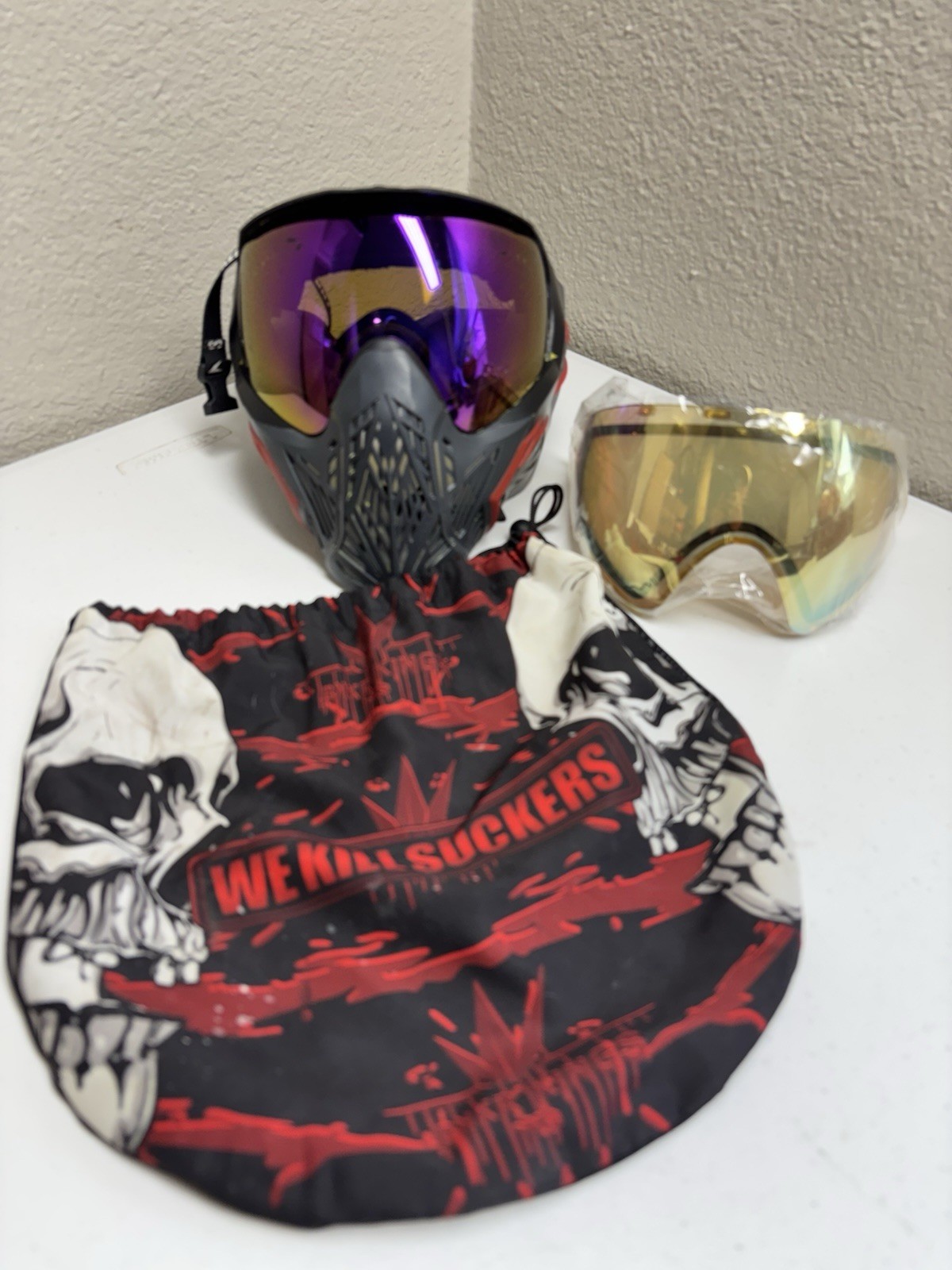 Bnkrkings CMD Paintball Mask w/ bag & extra Lens!