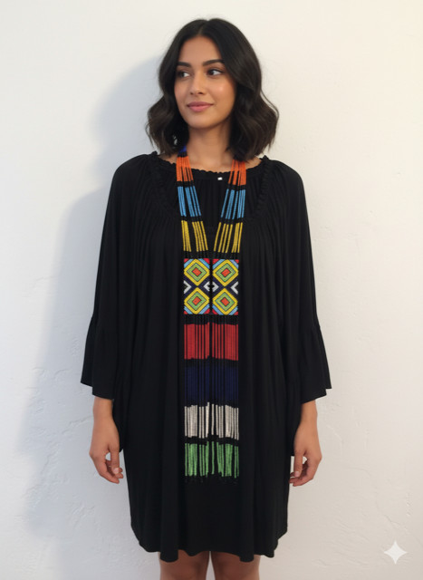 Zulu Beaded Scarf Necklace South Africa 60 inches long Multicolor glass beading