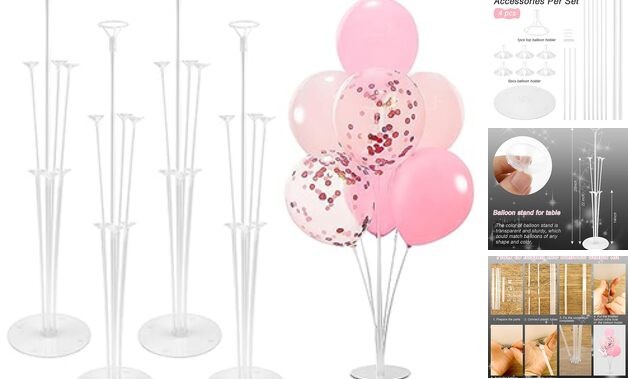 Balloon Stand Kit - 4 Sets with Balloon Sticks, Stands for Table & 4 sets