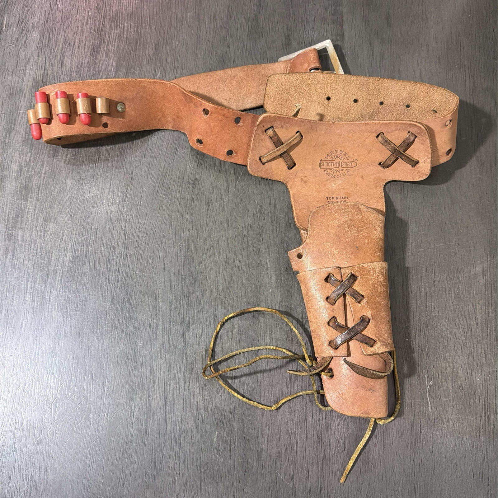 Vintage Mattel Fanner Shootin Shell Leather Holster with Cap Shells