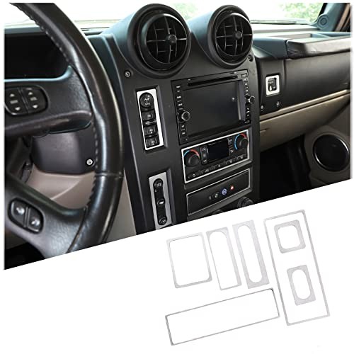 Central Control Button Trim Frame kits for Hummer H2 2003-2007, Car Silver
