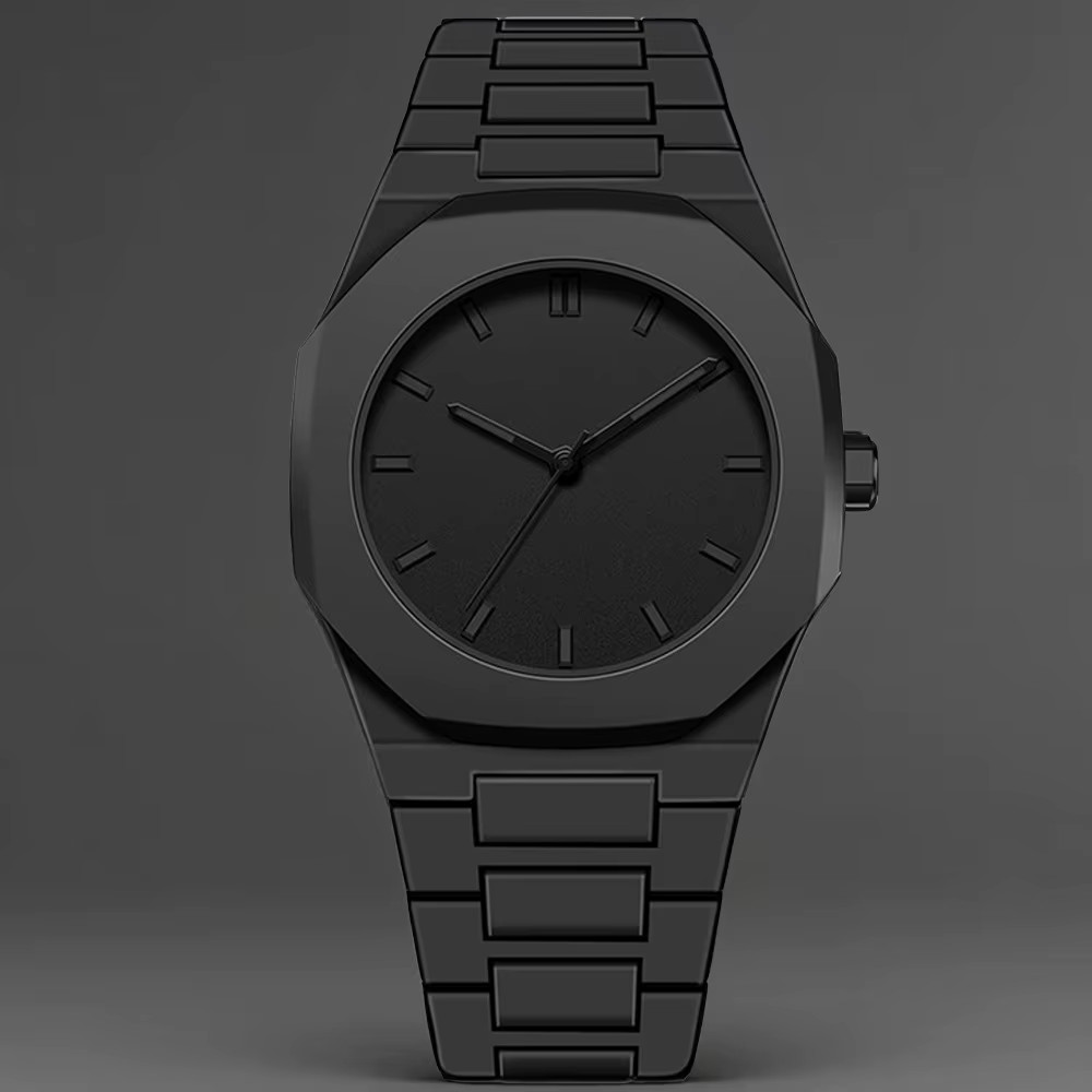 Men’s Simple Black Quartz Watch, Arabic Dial, Casual Strap