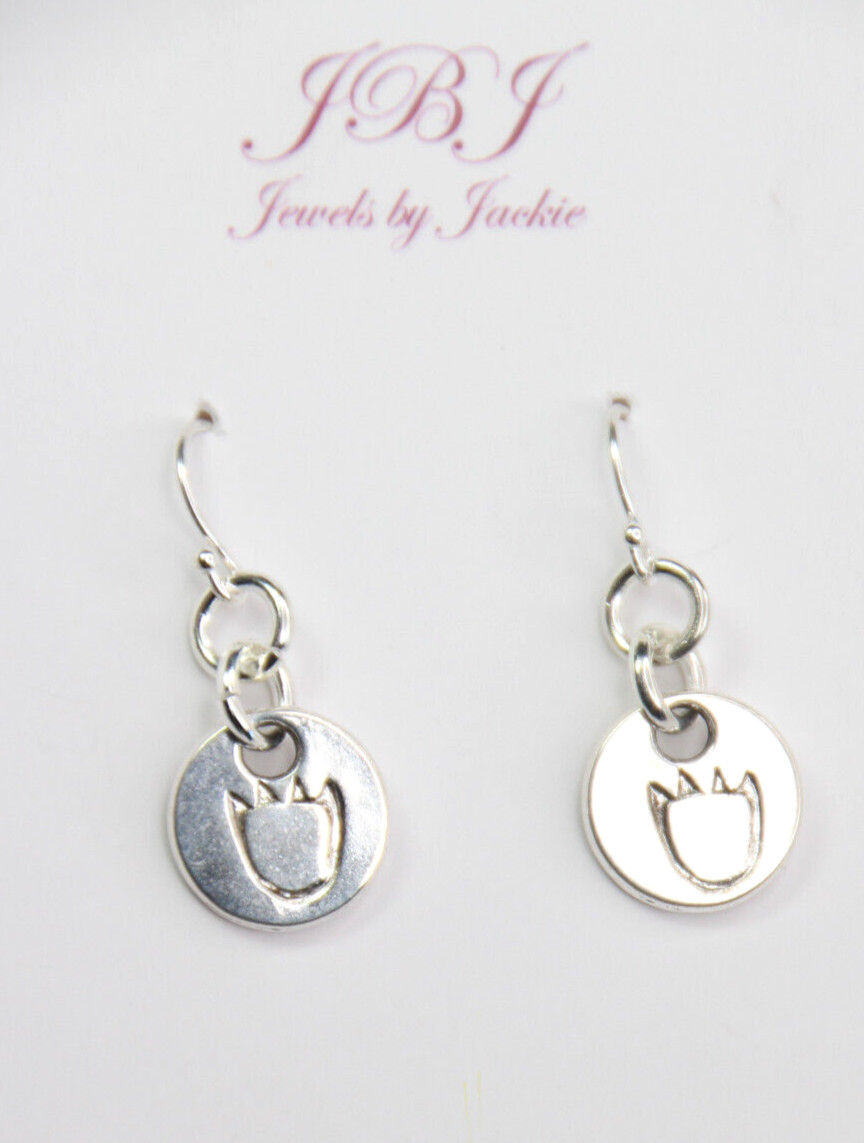 Bear Claw Charm Earrings 925 Sterling Silver Hooks Pewter Charms 1" Bears