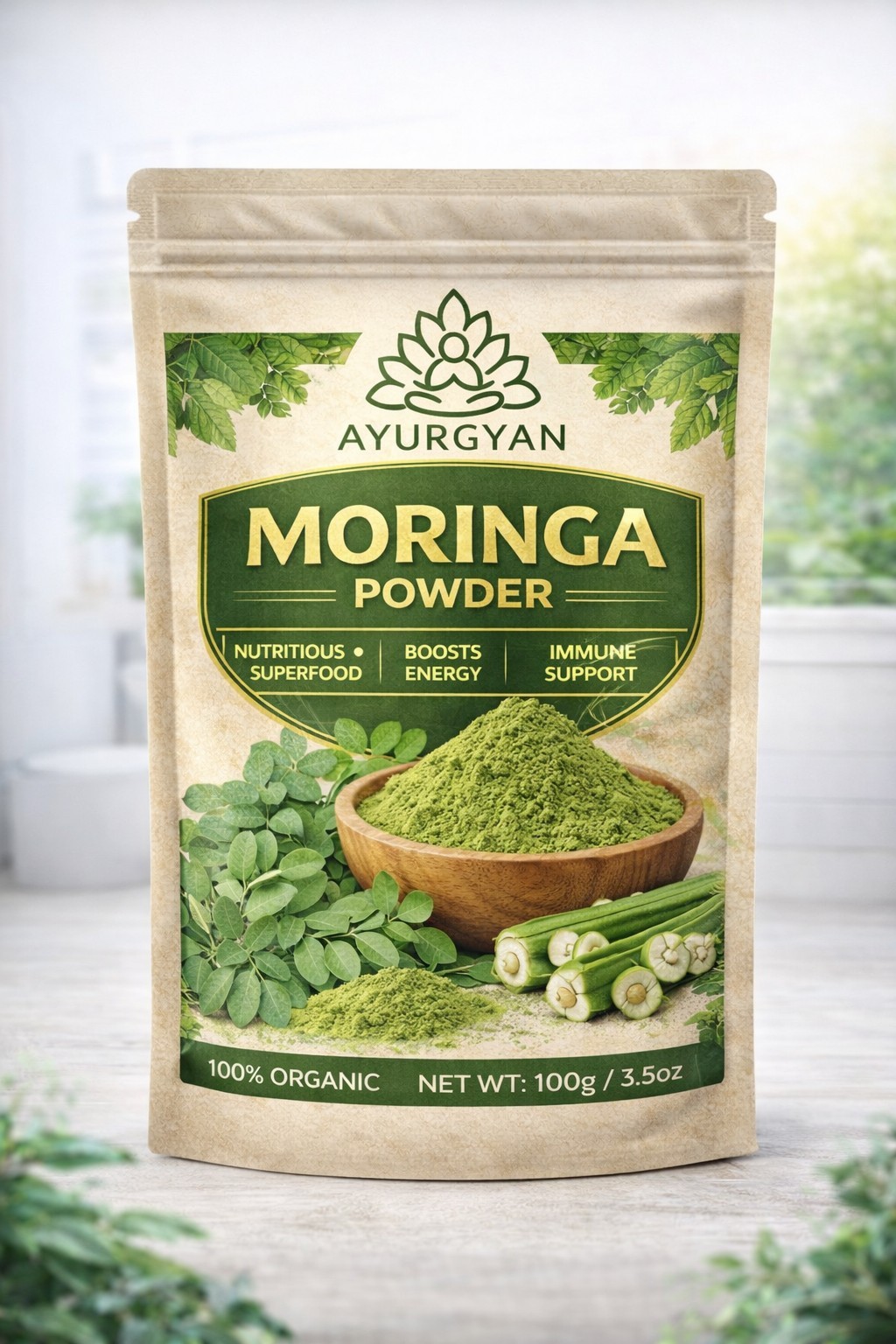 🌿 Natural Moringa Leaf Powder | Superfood Energy & Wellness | Moringa oleifera