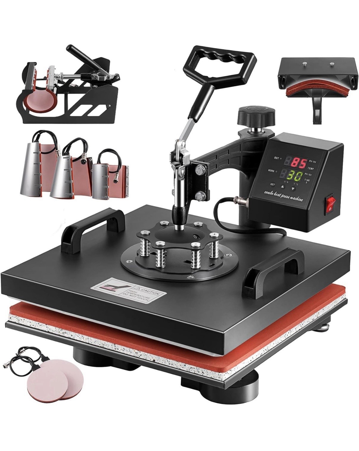 8 in 1 Multifunctional Swing-arm Heat Press with Digital Display, Bundle Set