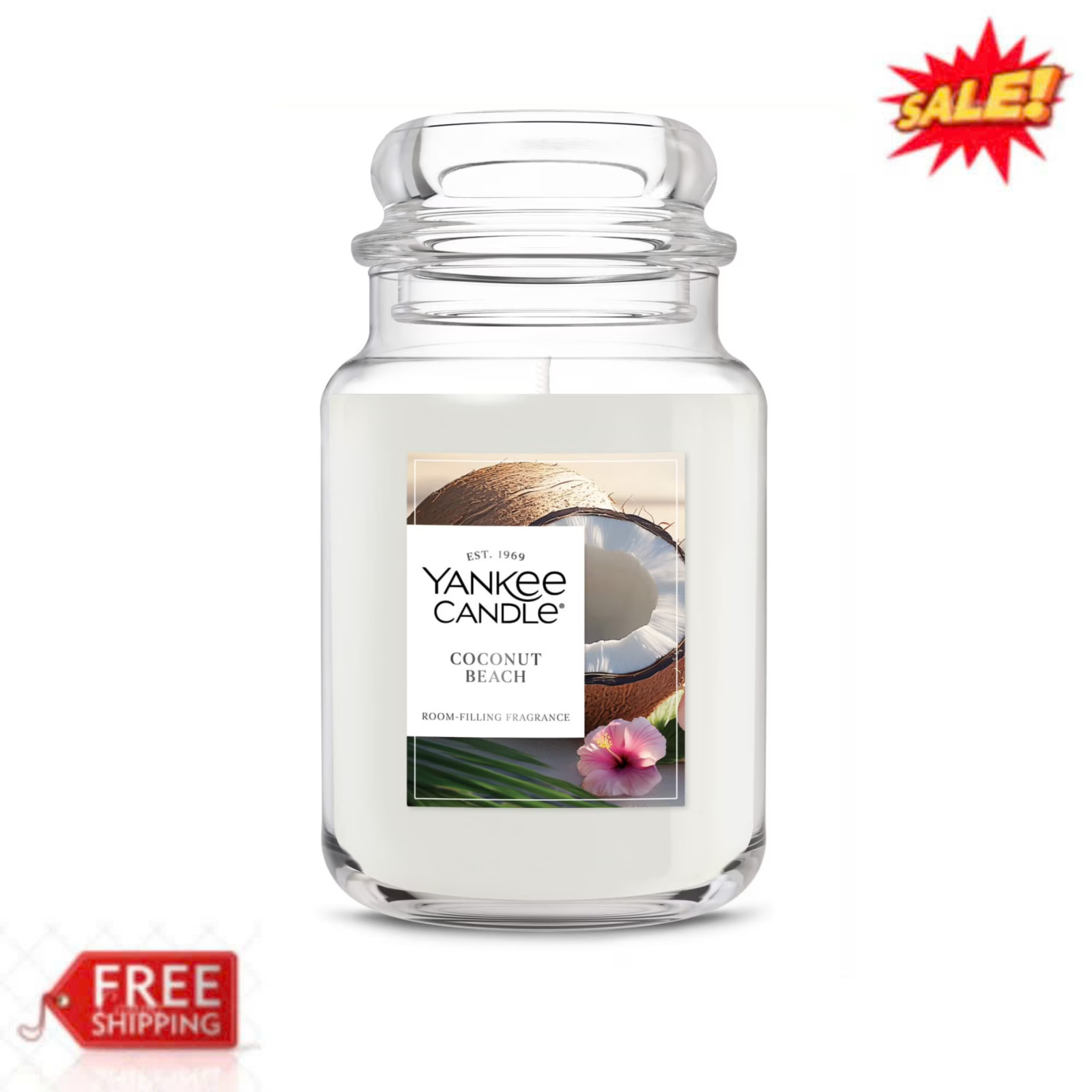 Yankee Candle Coconut Beach Original Large Jar Scented Candles 22 oz Up To 150 H